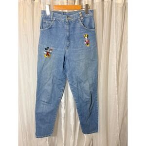 Mickey & Co Disney Jeans Womens 29 Blue Embroidered Mickey Minnie Vintage 90s